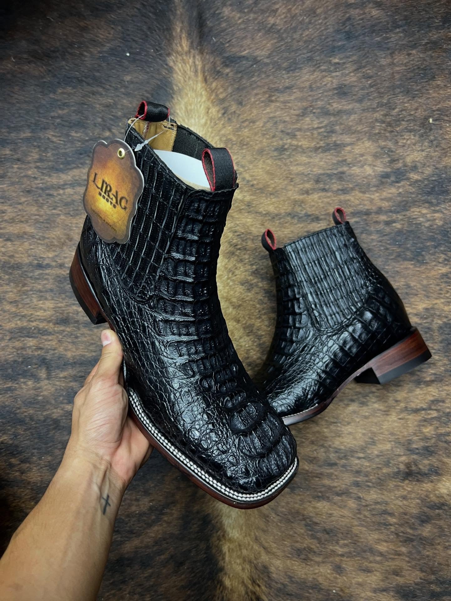 Crocodile Neck Western Ankle Boots