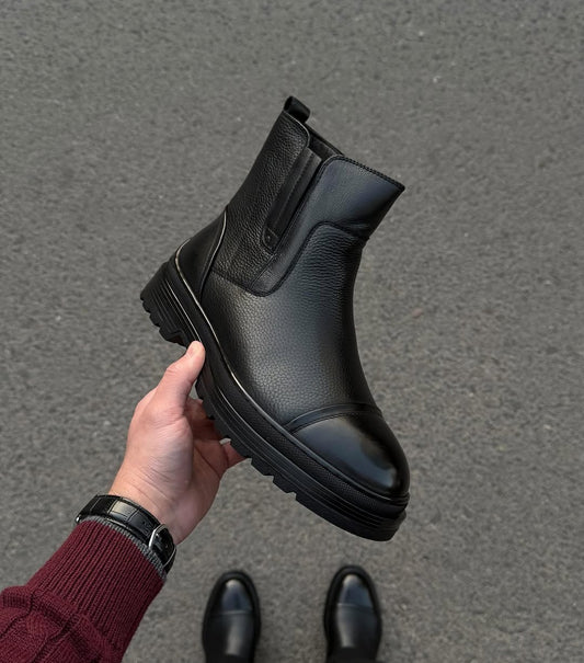 Black Cowhide Boots