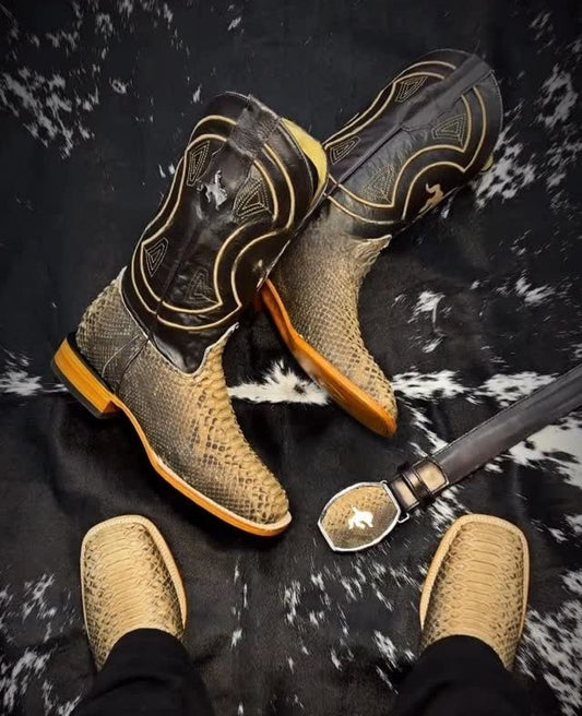 Western Vintage Python Skin Cowboy Boots