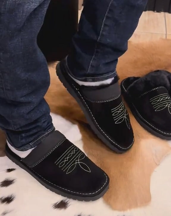 Western Embroidered Suede Slippers
