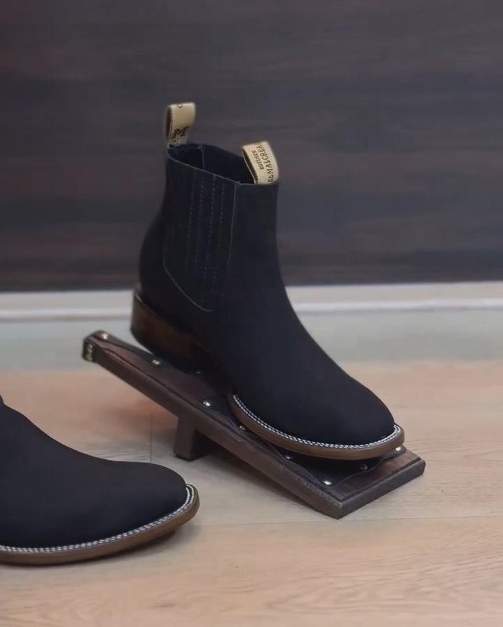Black Western Suede Ankle Boots