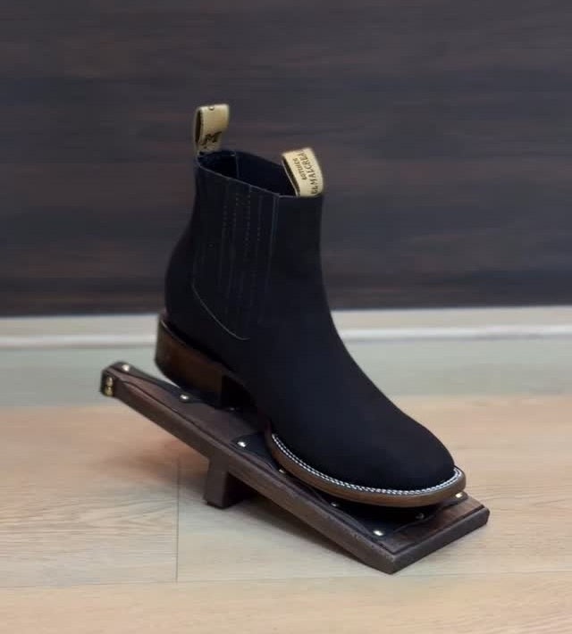 Black Western Suede Ankle Boots