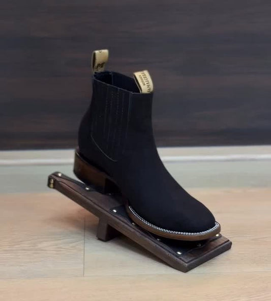 Black Western Suede Ankle Boots