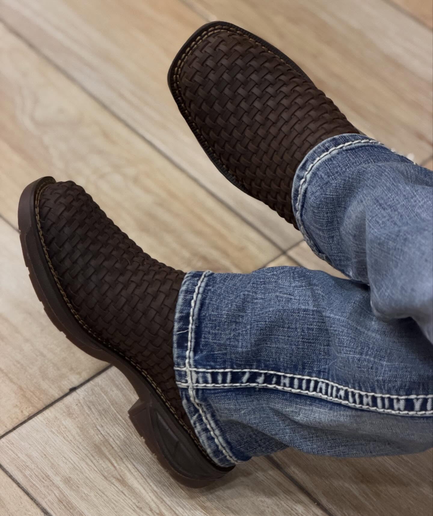 Western Handwoven Ankle Boots