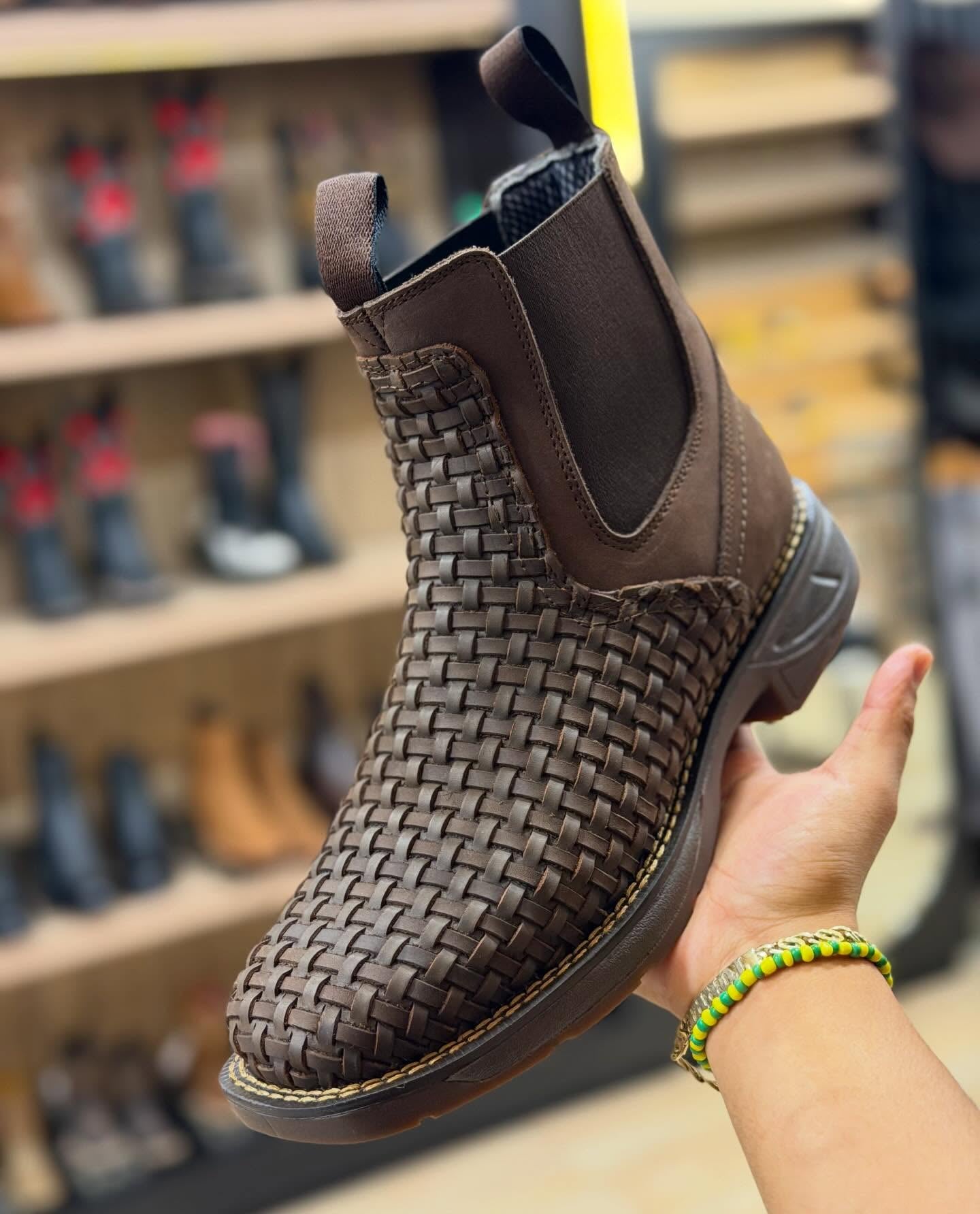 Western Handwoven Ankle Boots