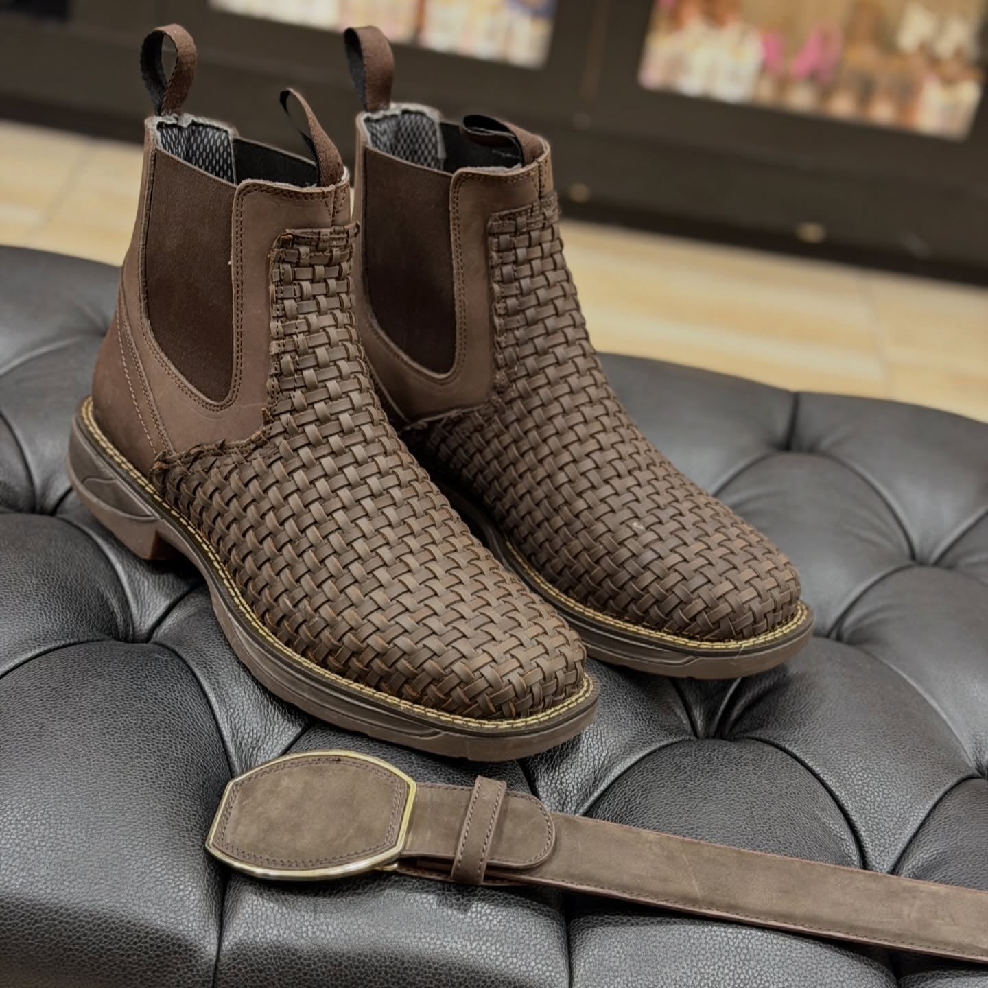 Western Handwoven Ankle Boots