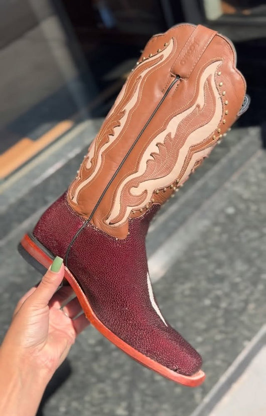 Handcrafted Burgundy Cowgirl Boots