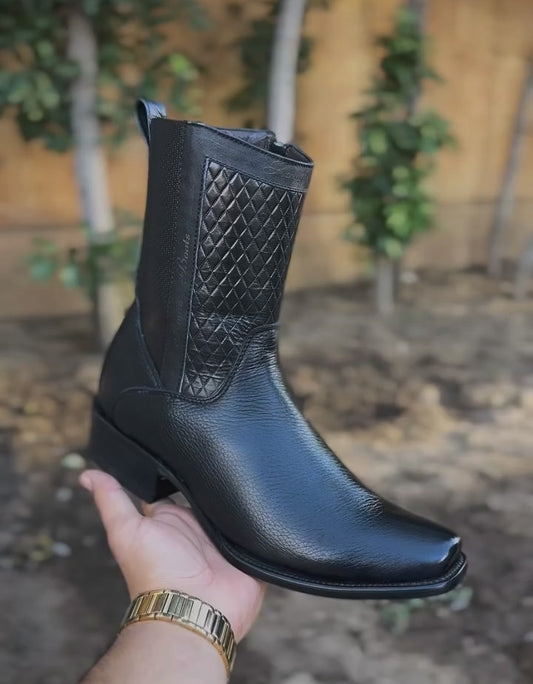 Handcrafted Black Deerskin Boots