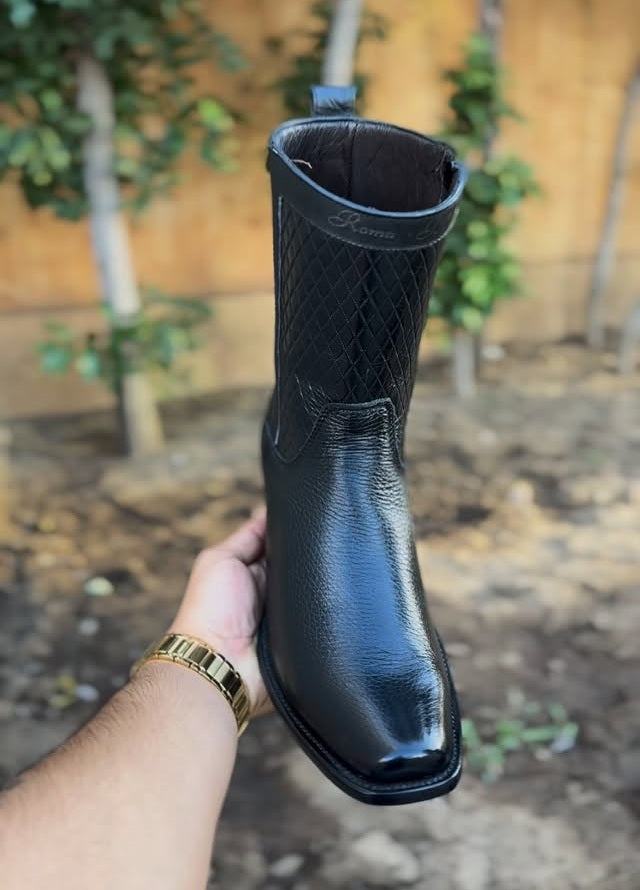 Handcrafted Black Deerskin Boots