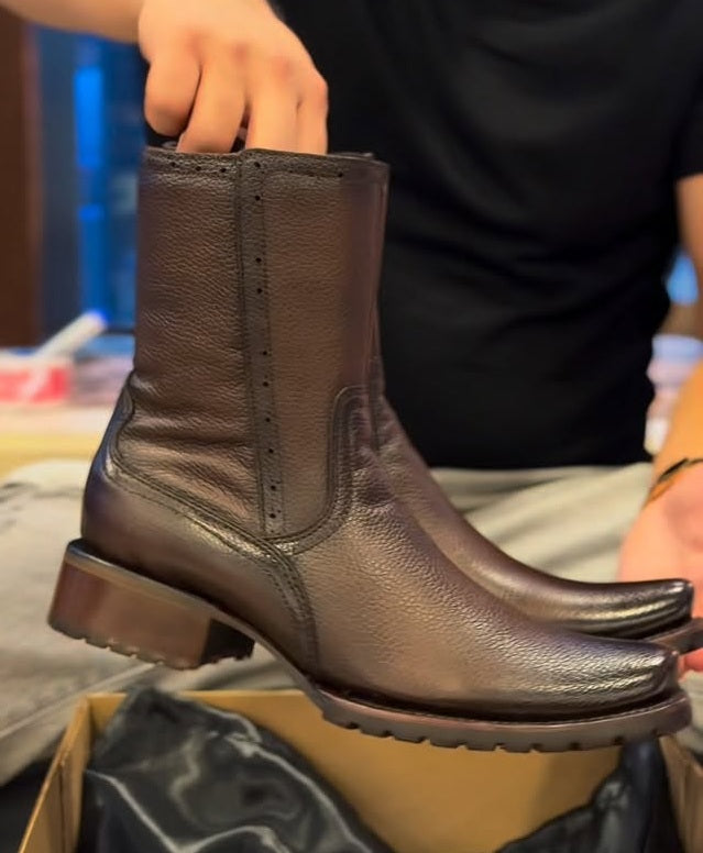 Vintage Western Deerskin Cowboy Boots