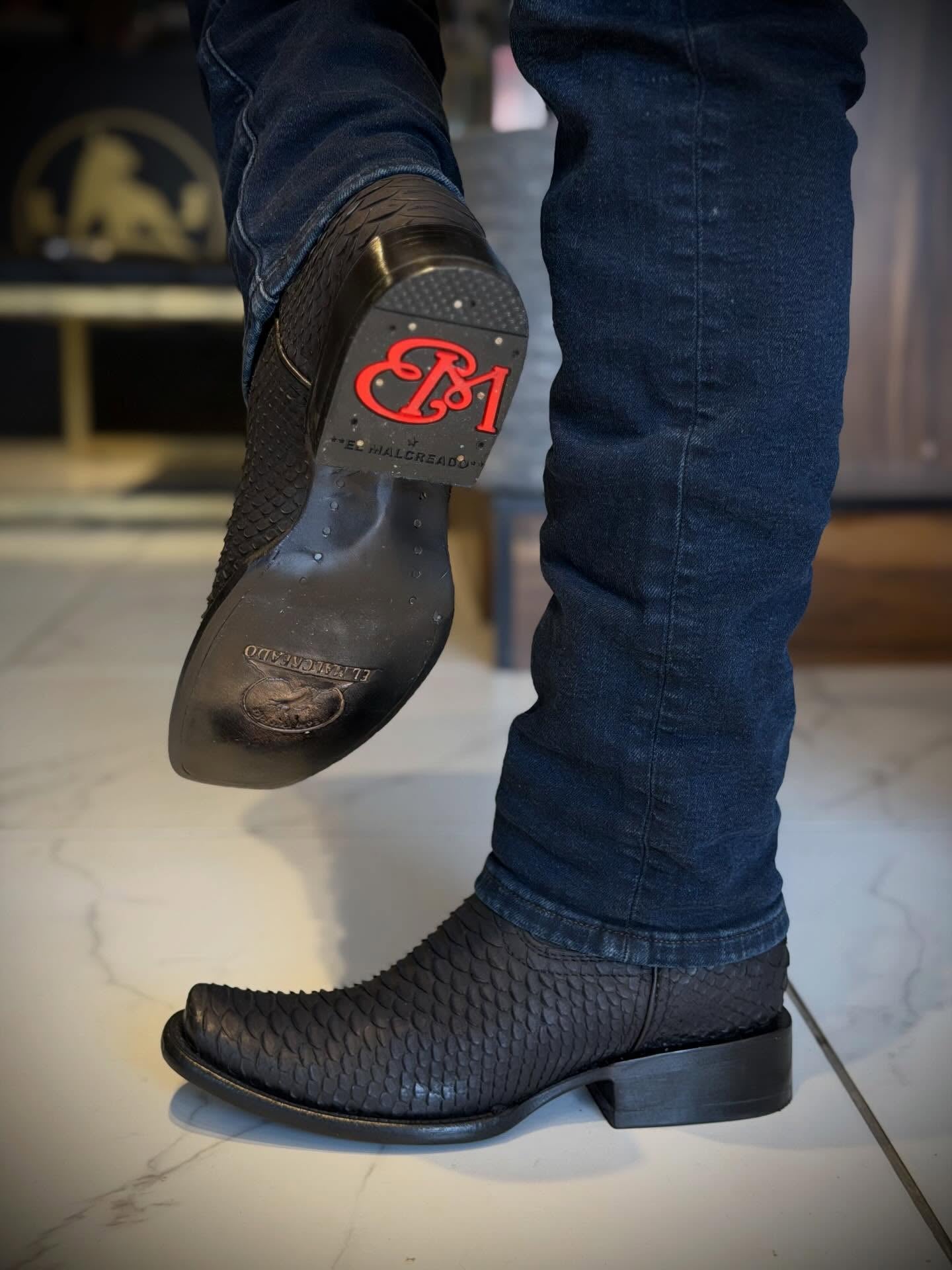 Italian Hand-embroidered Python Ranch Boots