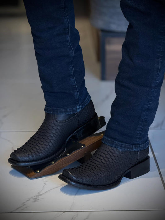 Italian Hand-embroidered Python Ranch Boots