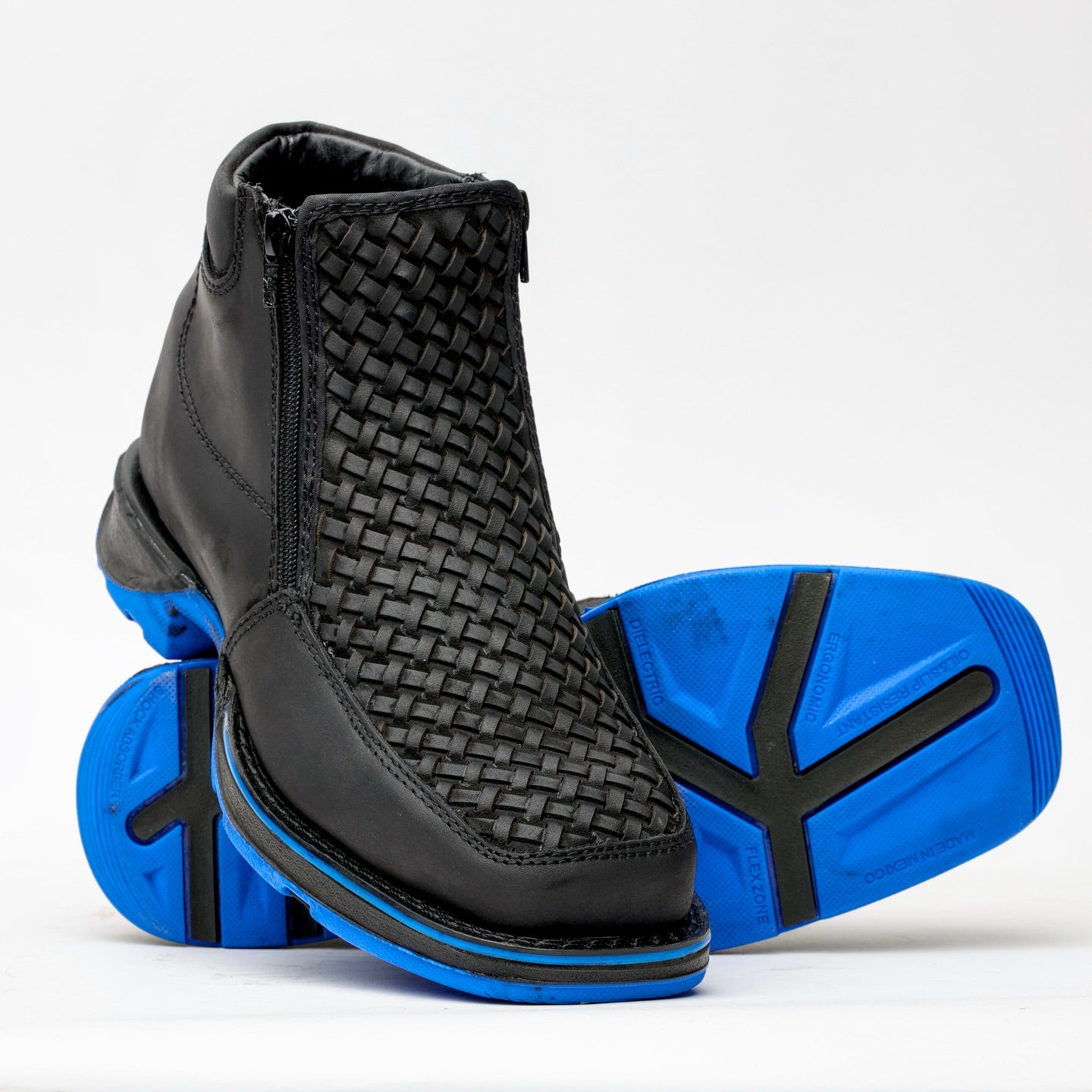 Black Basketweave Boots With 3D Lightweight Soles