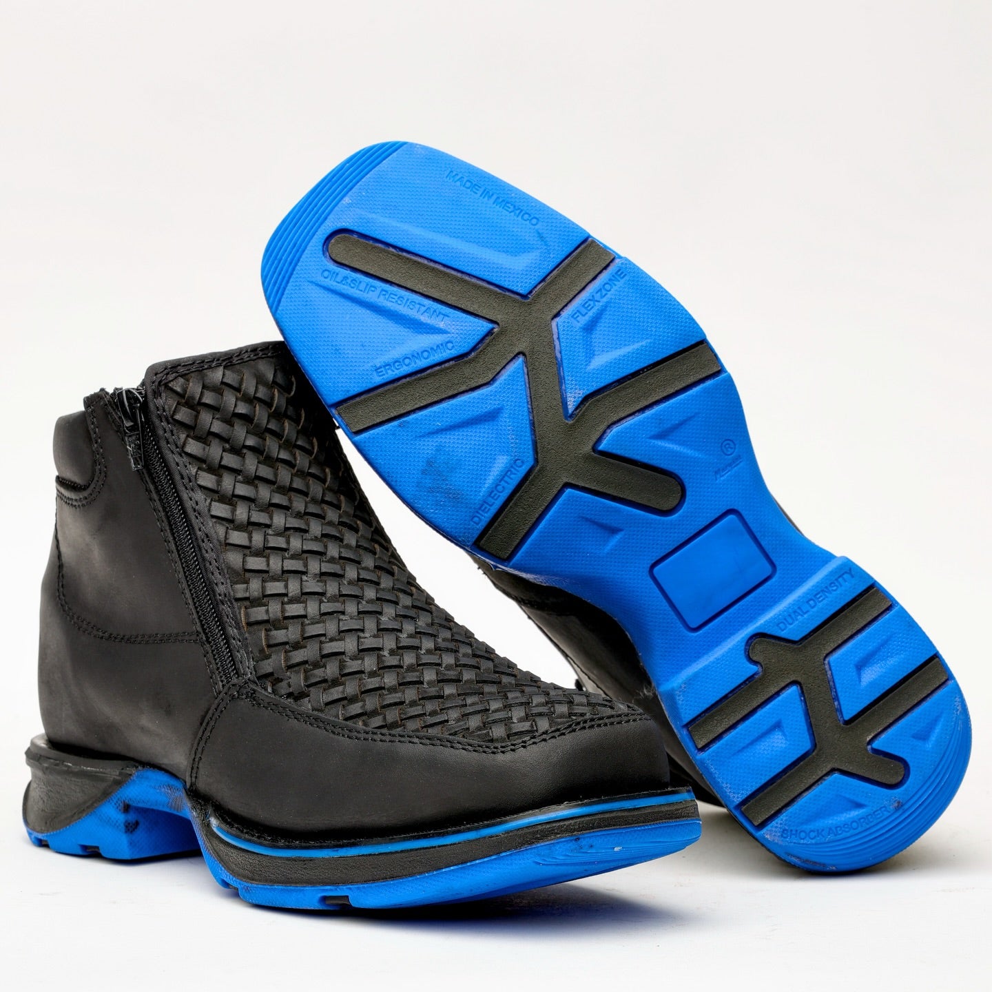 Black Basketweave Boots With 3D Lightweight Soles