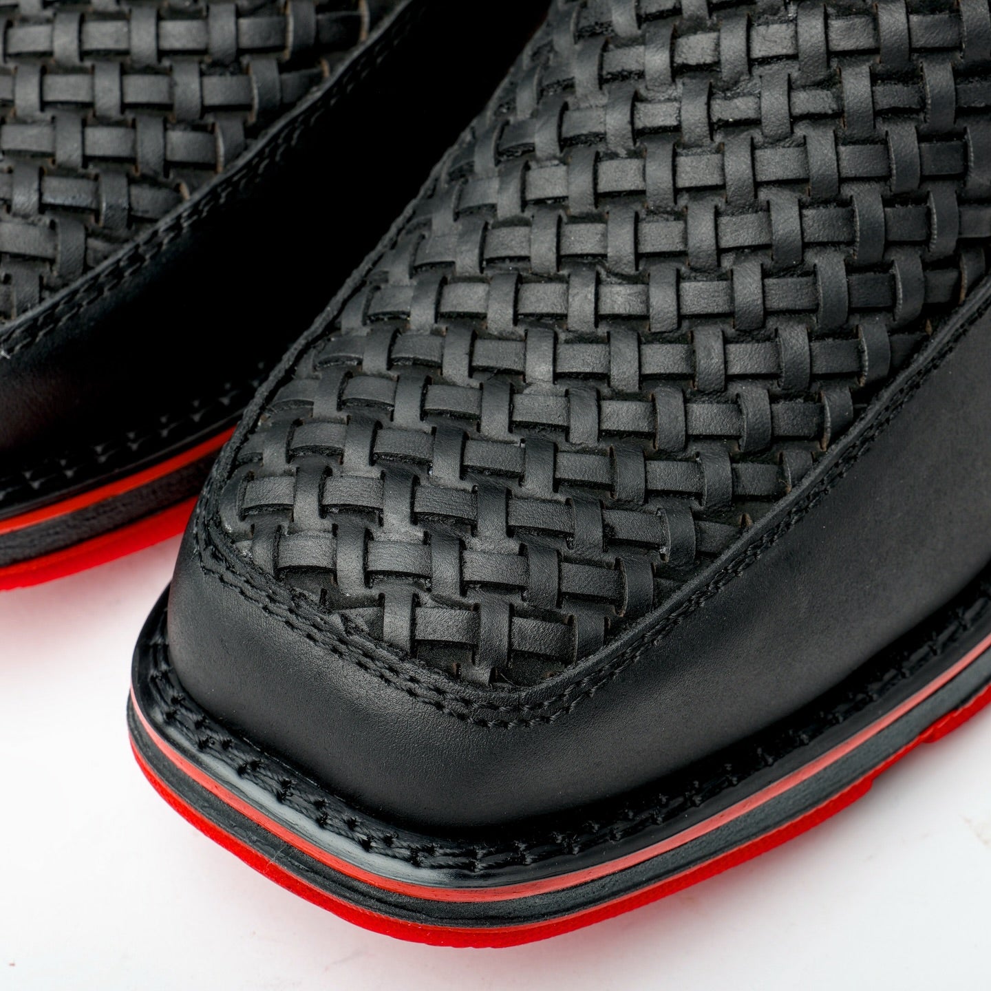 Black Basketweave Boots With 3D Lightweight Soles