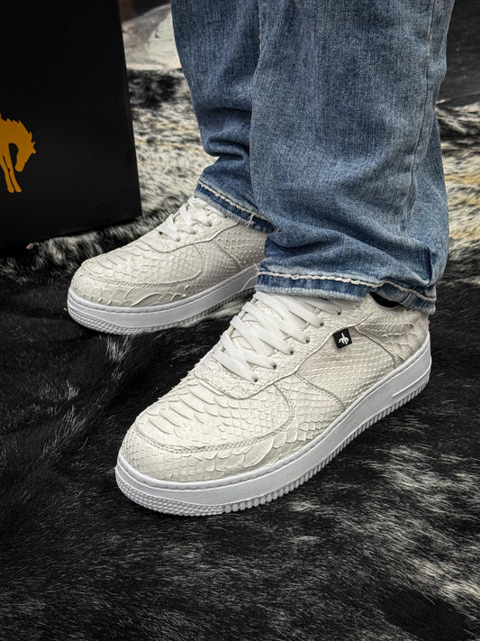 White Python Skin Sneakers