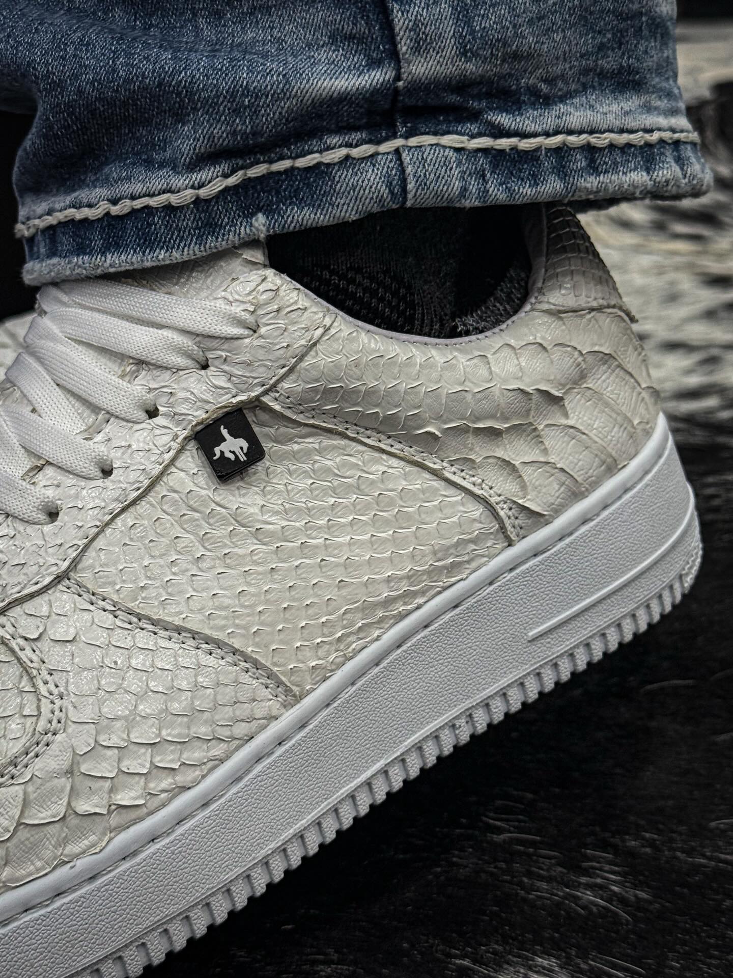 White Python Skin Sneakers