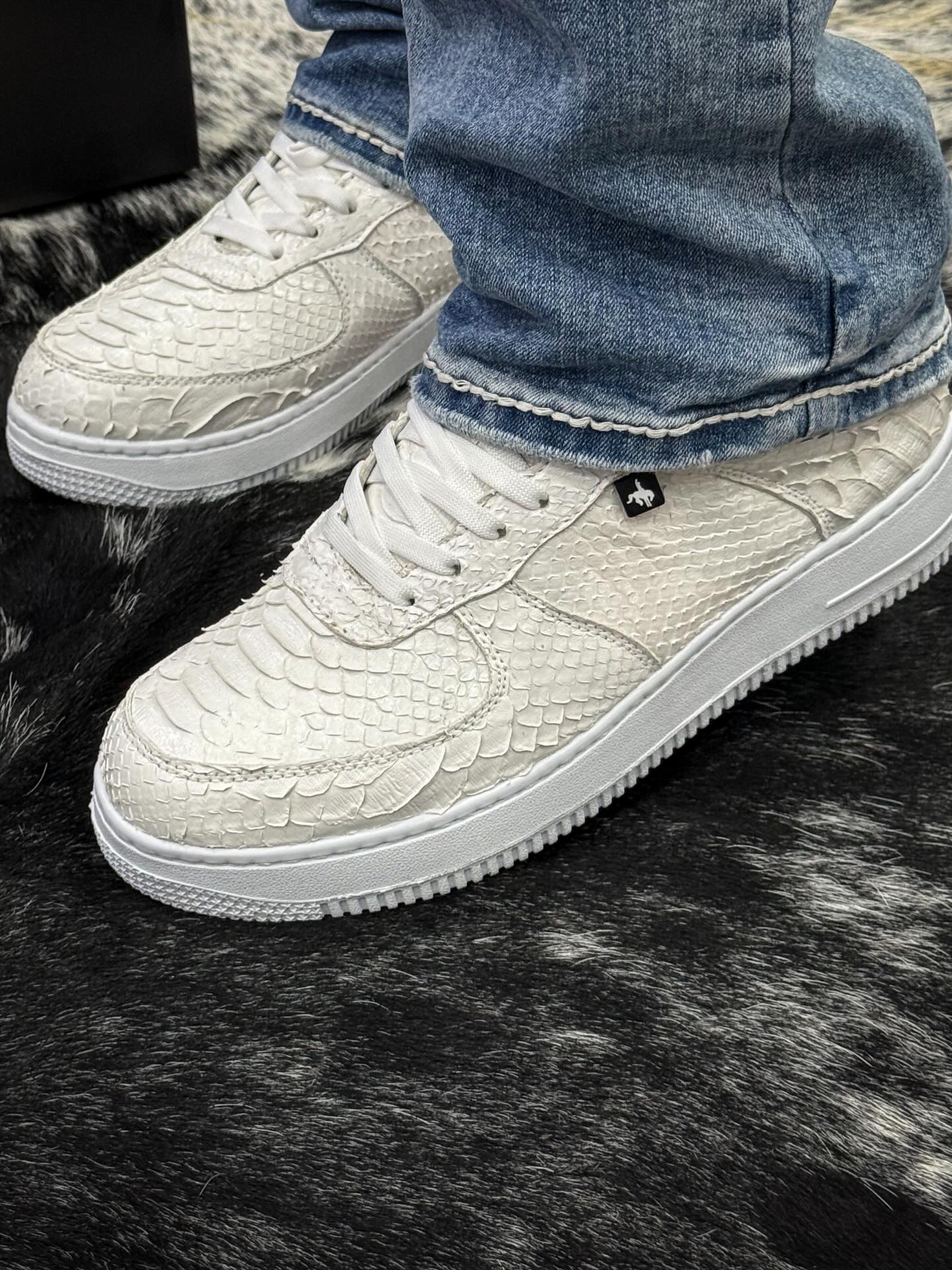 White Python Skin Sneakers