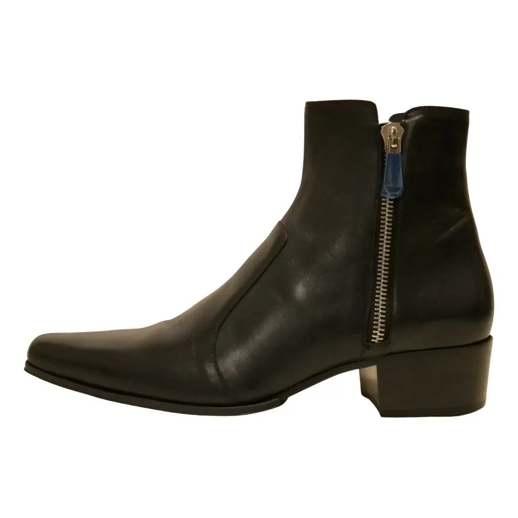 Classic Black Cowhide Ankle Boots