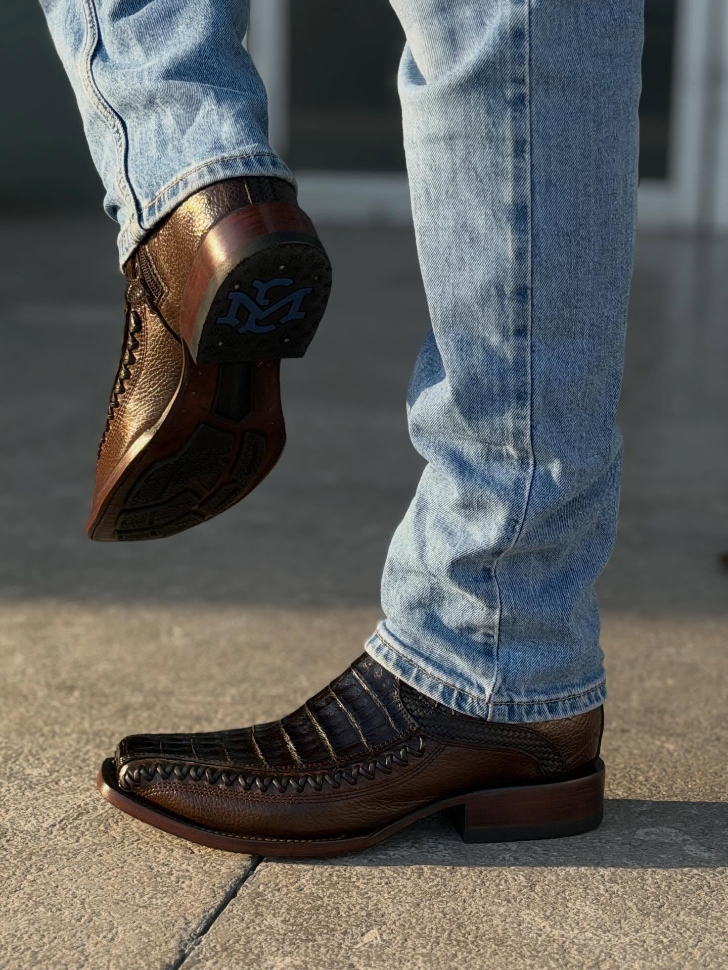 Tobacco Vintage Crocodile Skin Cowboy Boots