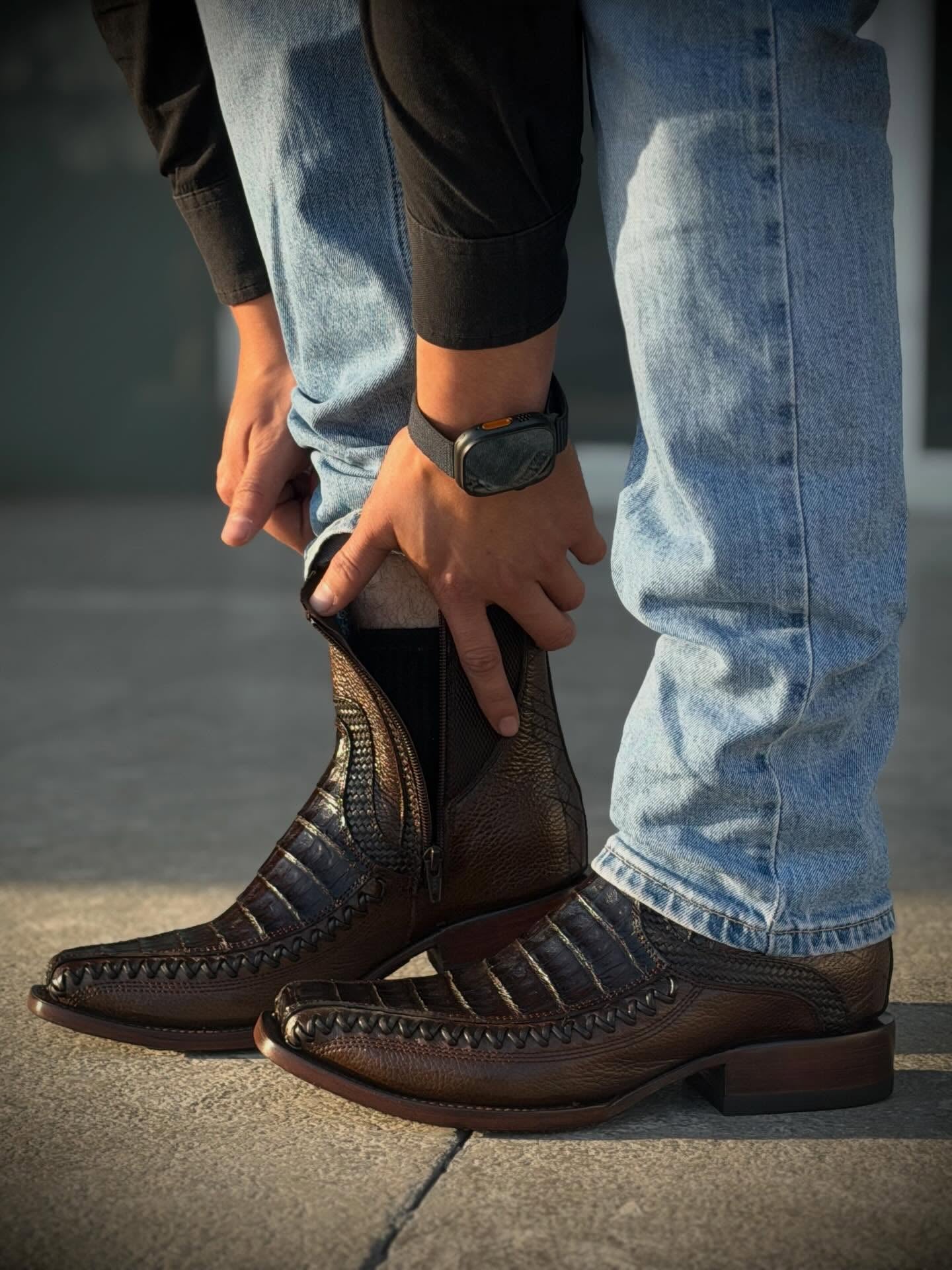 Tobacco Vintage Crocodile Skin Cowboy Boots