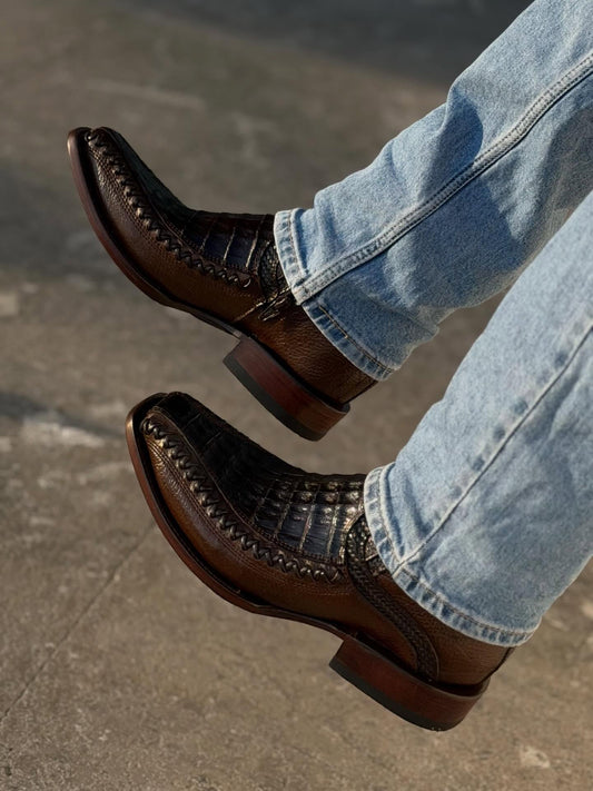 Tobacco Vintage Crocodile Skin Cowboy Boots