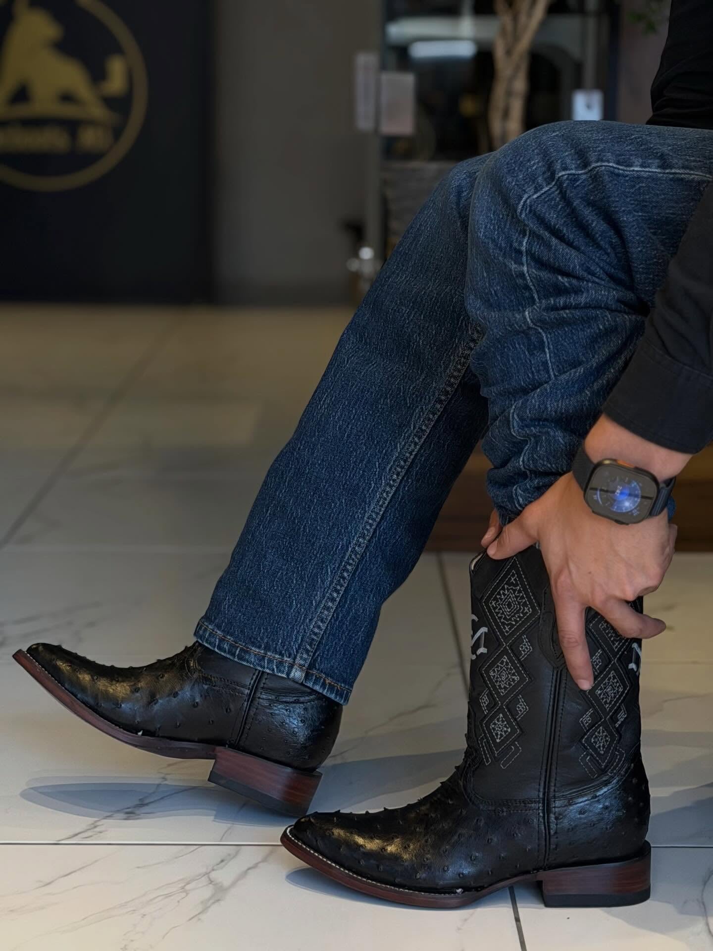 Vintage Ostrich Skin Western Boots