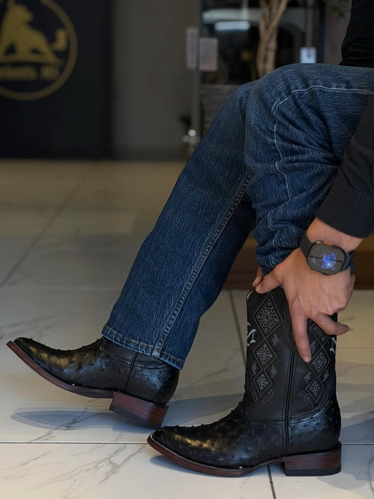 Vintage Ostrich Skin Western Boots