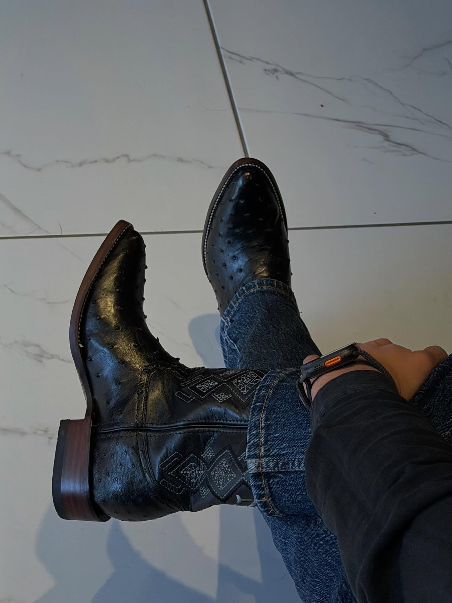 Vintage Ostrich Skin Western Boots