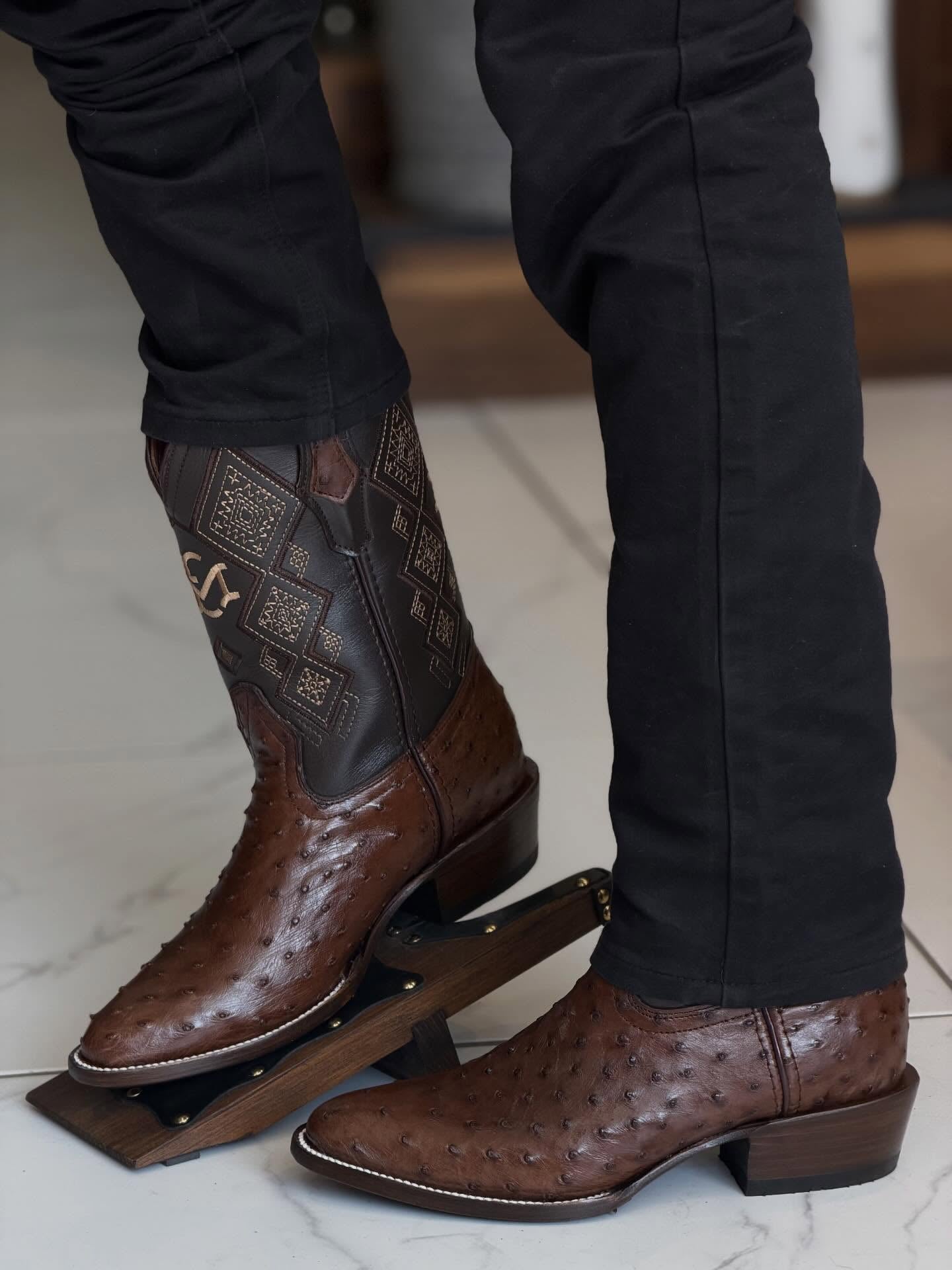 Vintage Ostrich Skin Western Boots