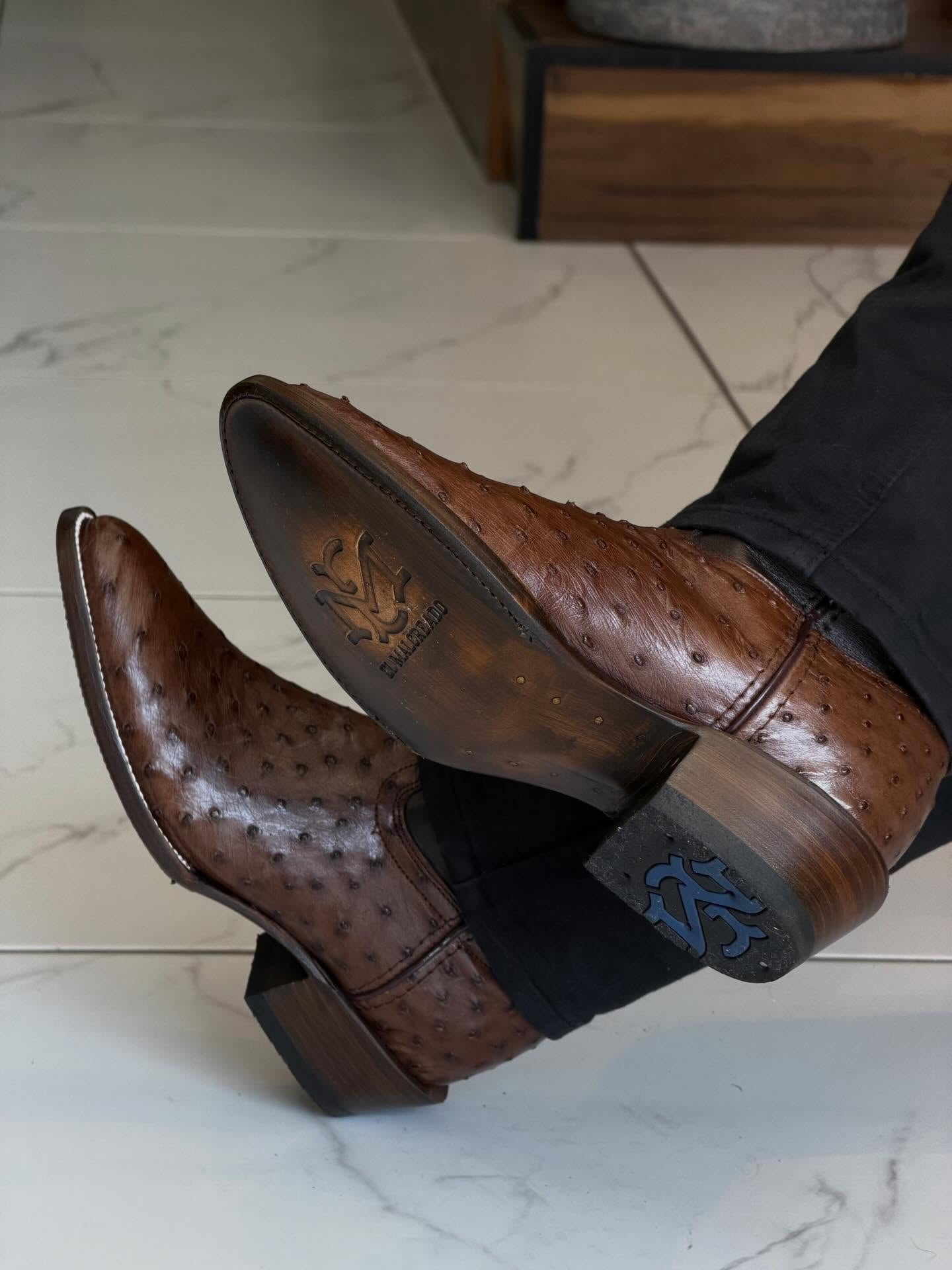 Vintage Ostrich Skin Western Boots
