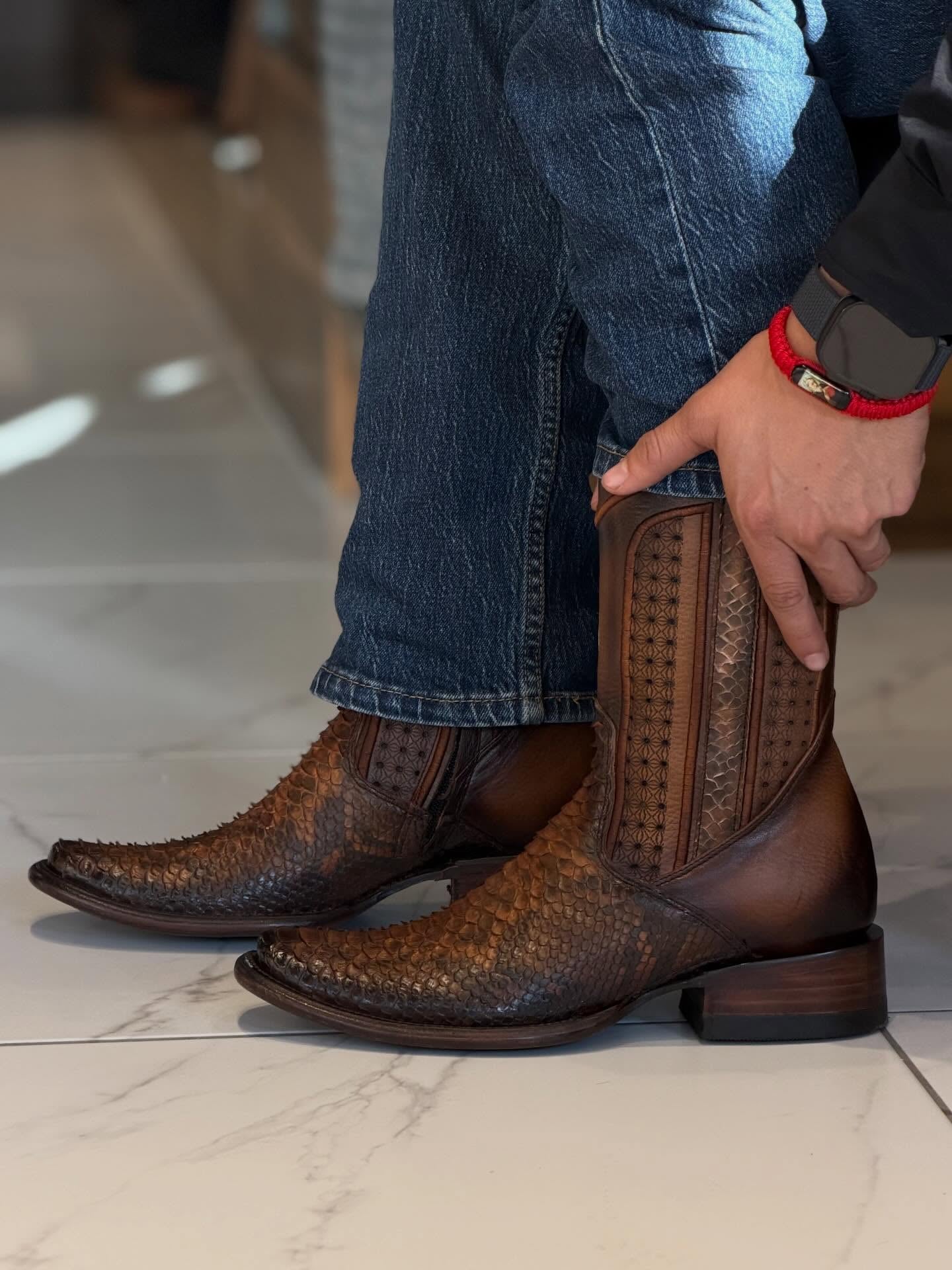 Italy Handcrafted Python Skin Ranch Boots