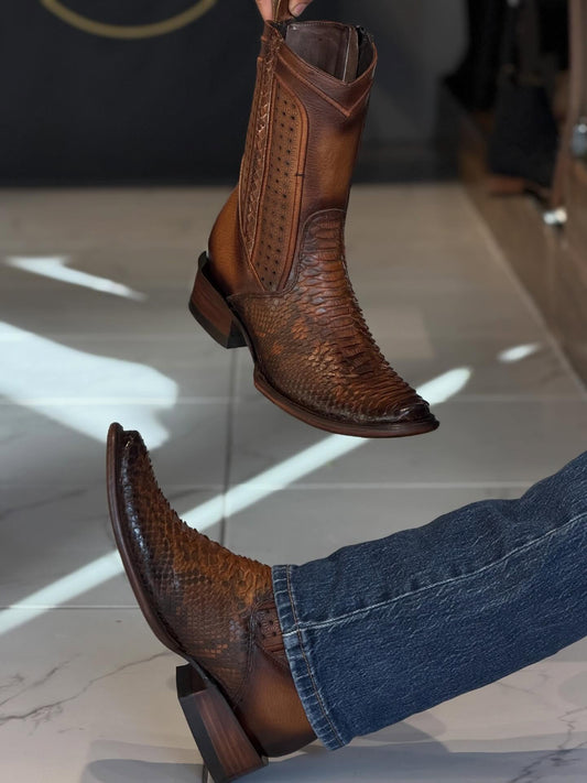 Italy Handcrafted Python Skin Ranch Boots