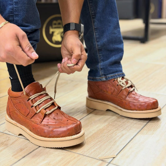 Classic Cognac Ostrich Skin Shoes