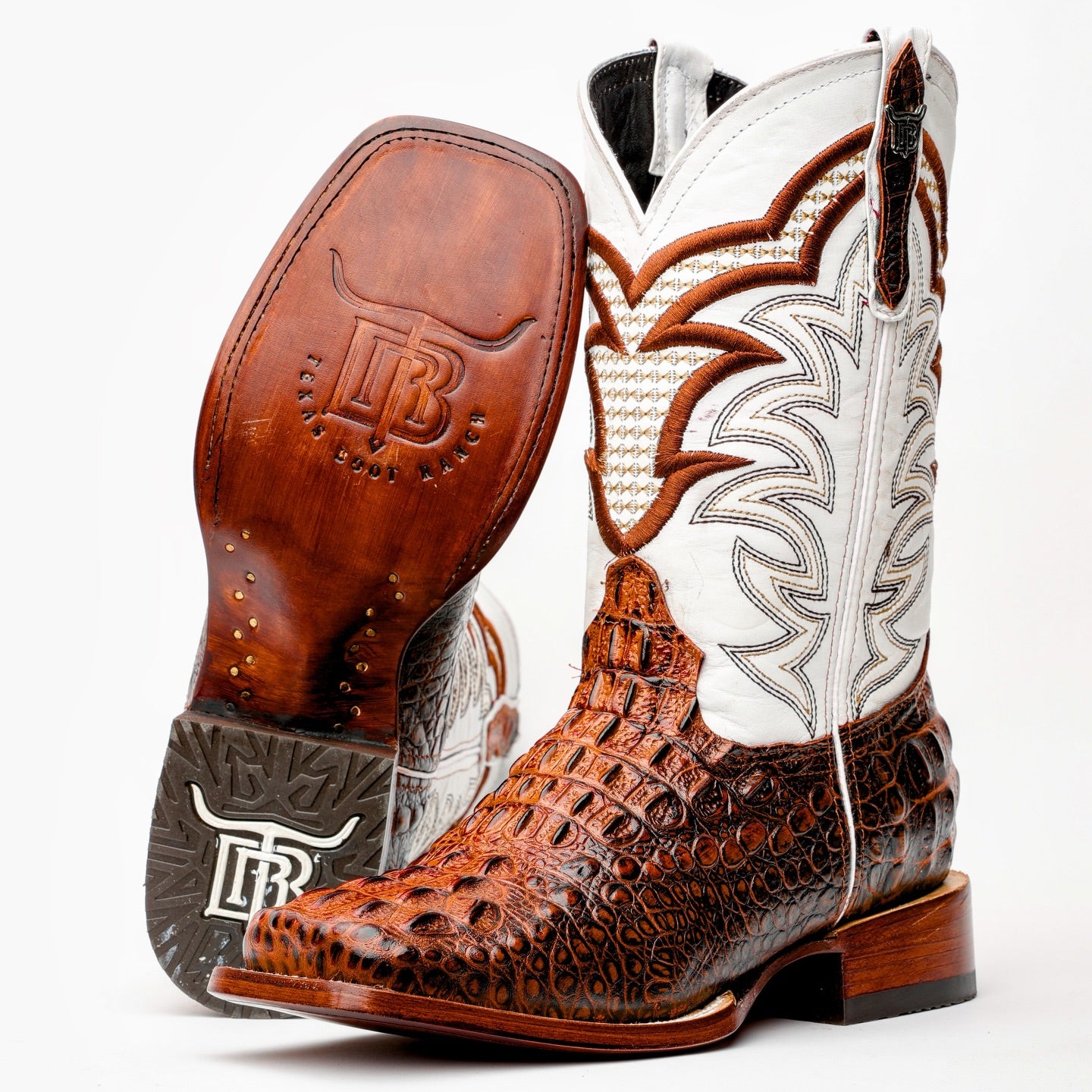 Cognac Caiman Neck Boots
