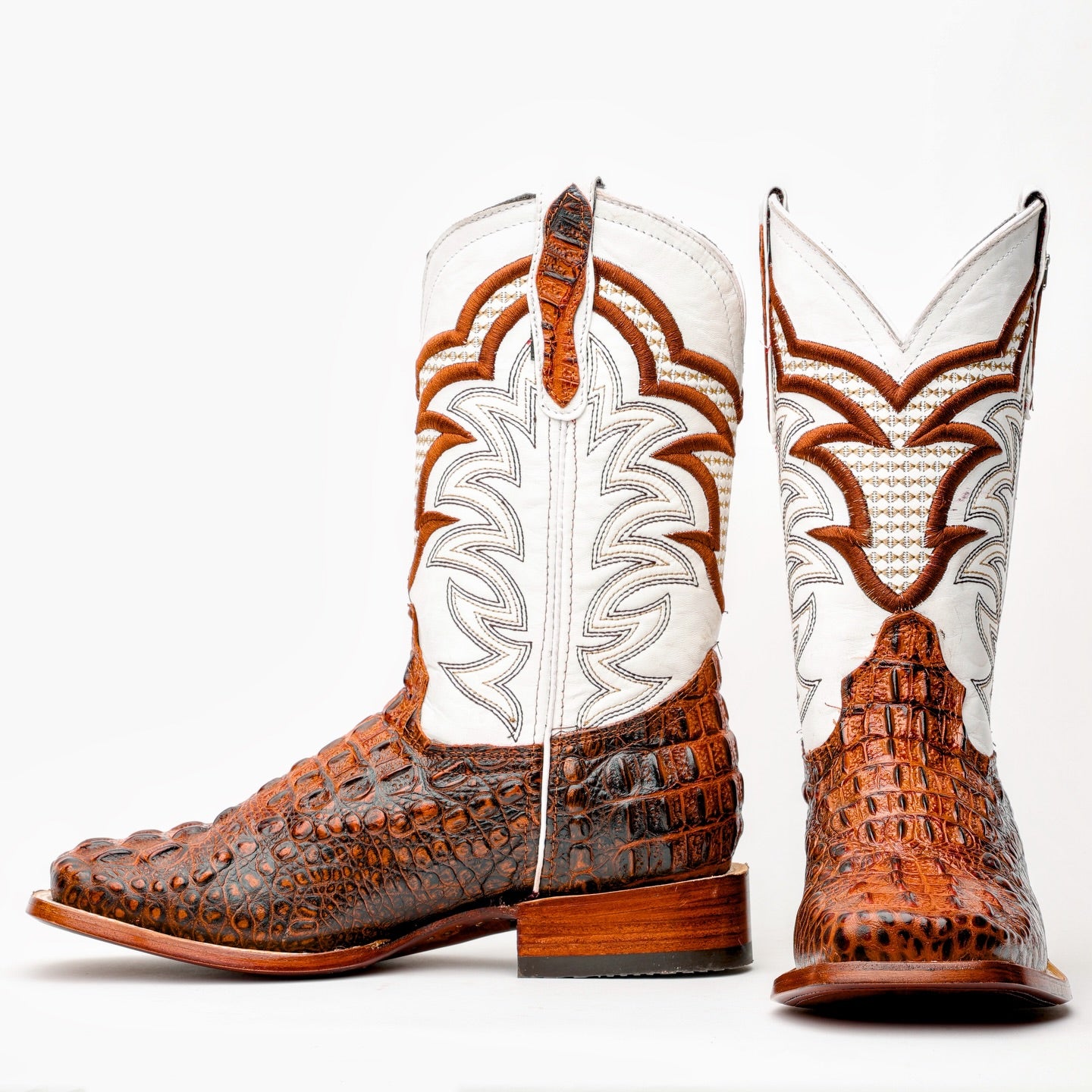 Cognac Caiman Neck Boots