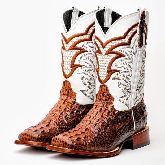 Cognac Caiman Neck Boots