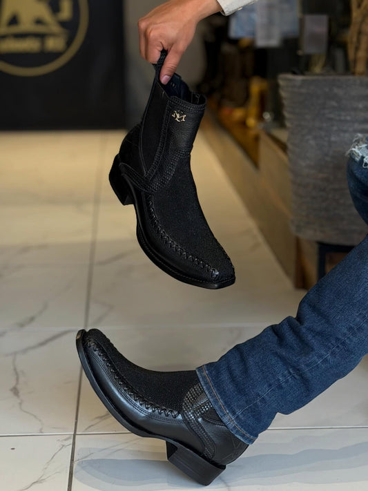 Vintage Black Stingray Cowboy Boots