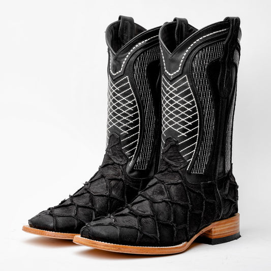 Rustic Matte Black Pirarucu Boots