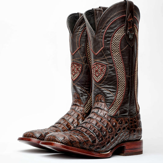 Brown Caiman Hornback Boots