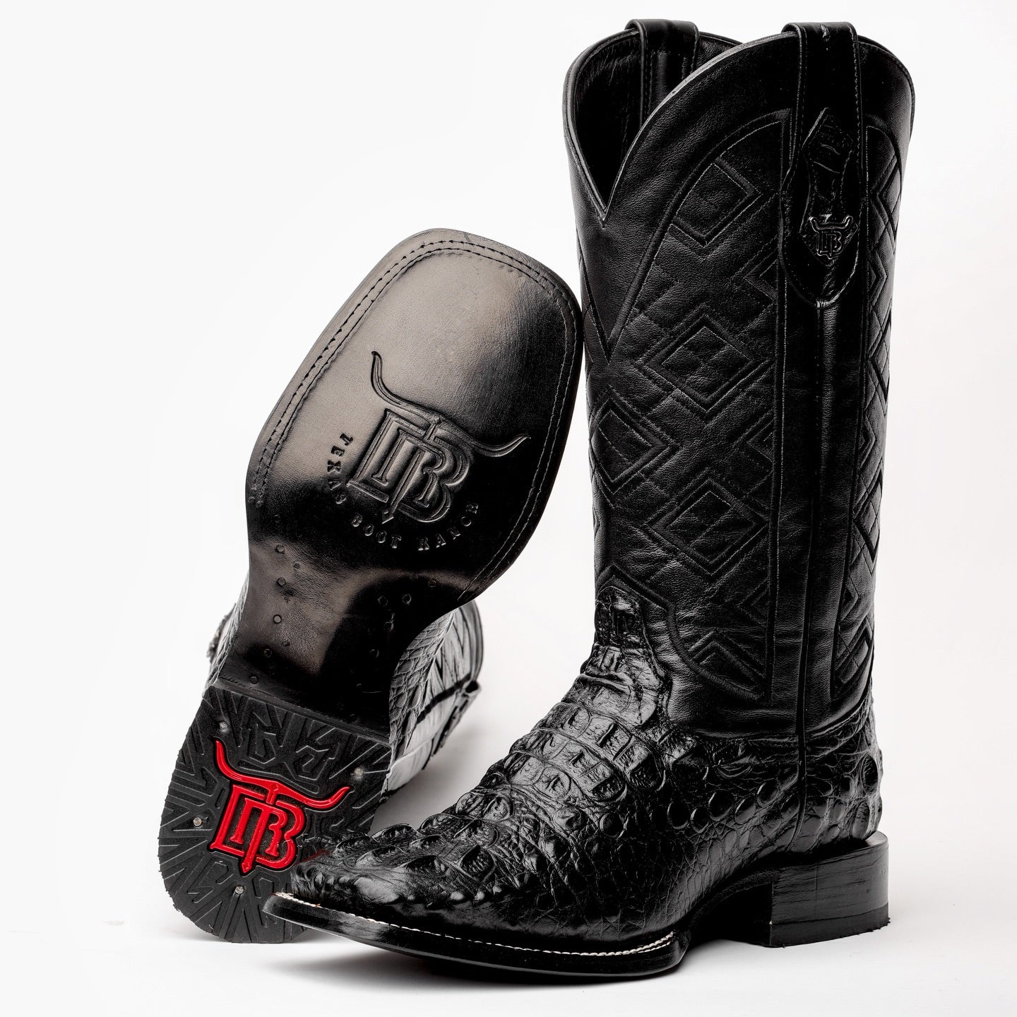 Total Black Caiman Neck Boots