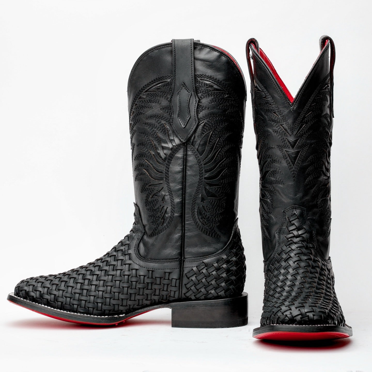 Black Basketweave Boots