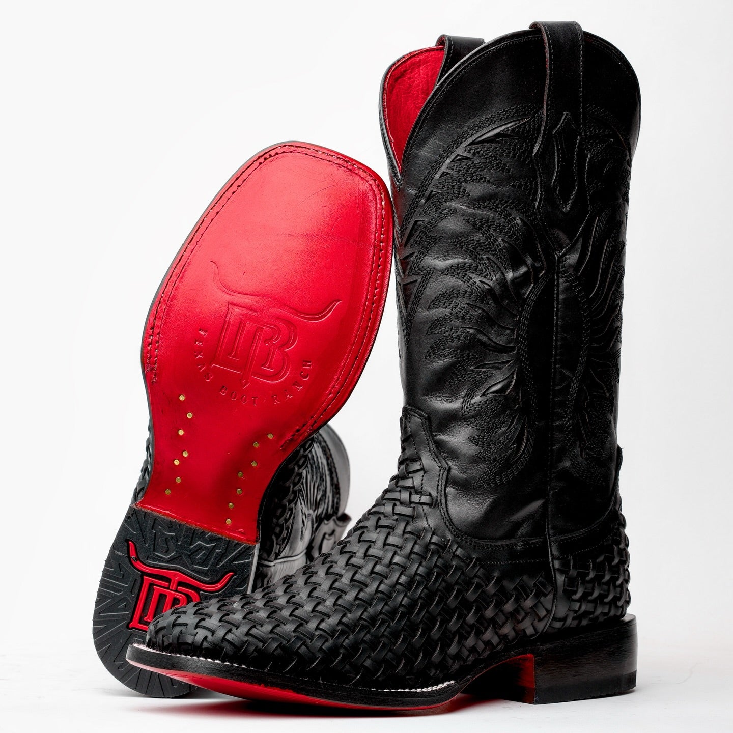 Black Basketweave Boots