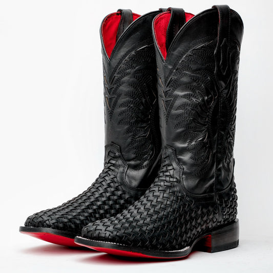 Black Basketweave Boots