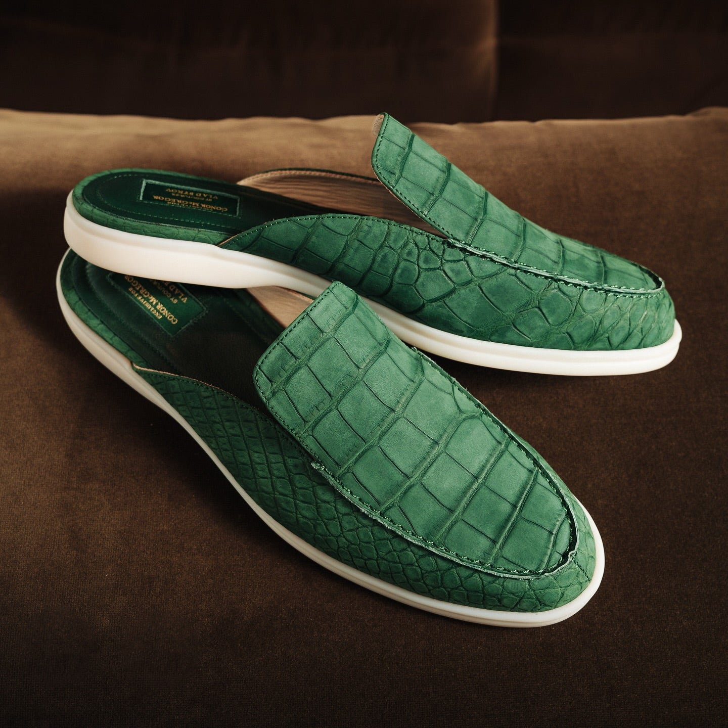 Italian Crocodile Skin Mules