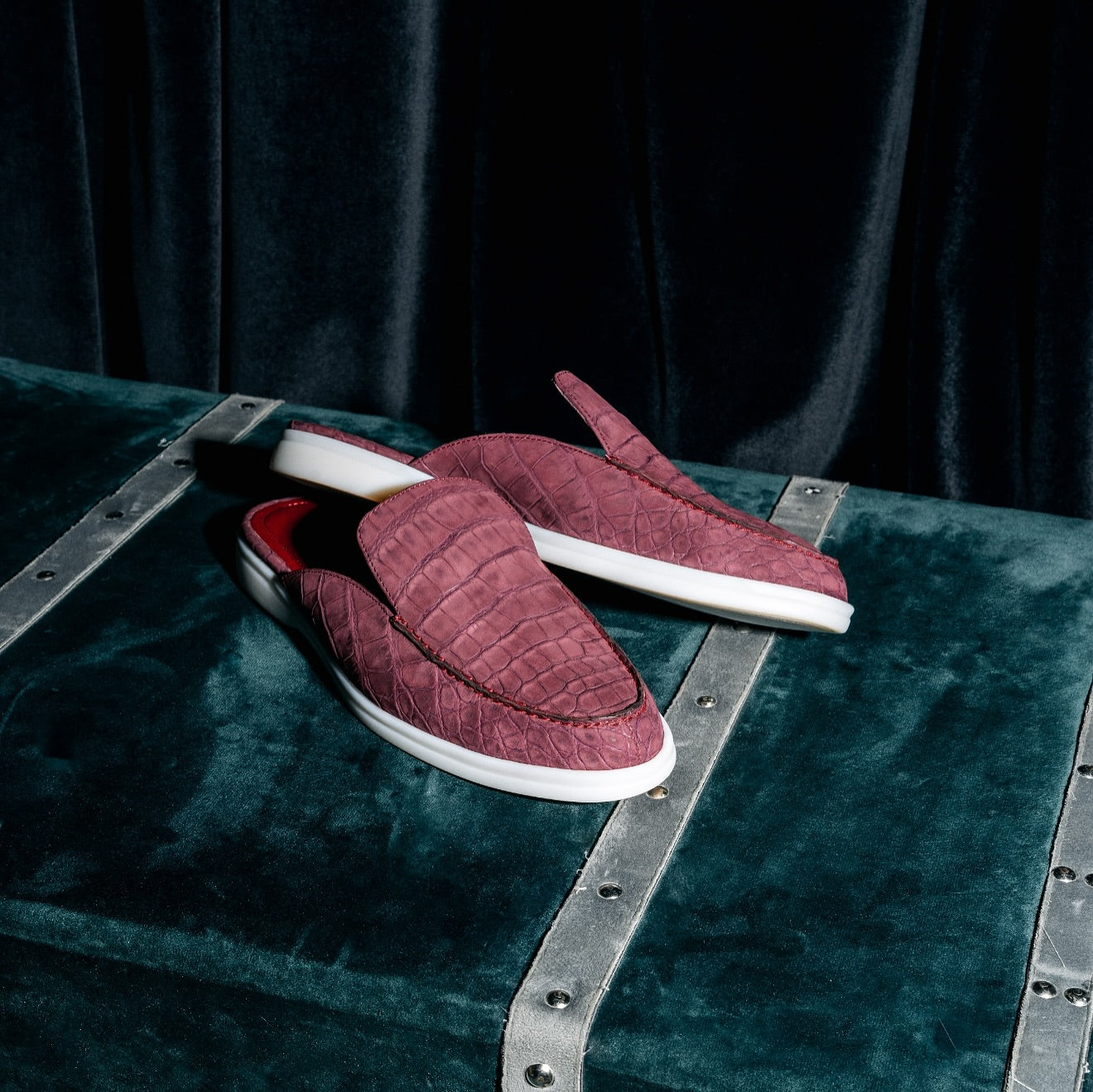 Italian Crocodile Skin Mules