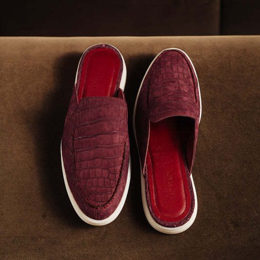 Italian Crocodile Skin Mules