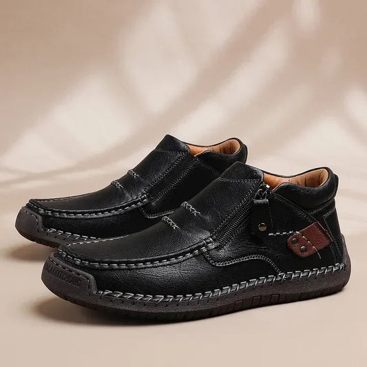 Men's Handmade Premium Leather Slip-On Driving Shoes – Wide Toe, Arch Support