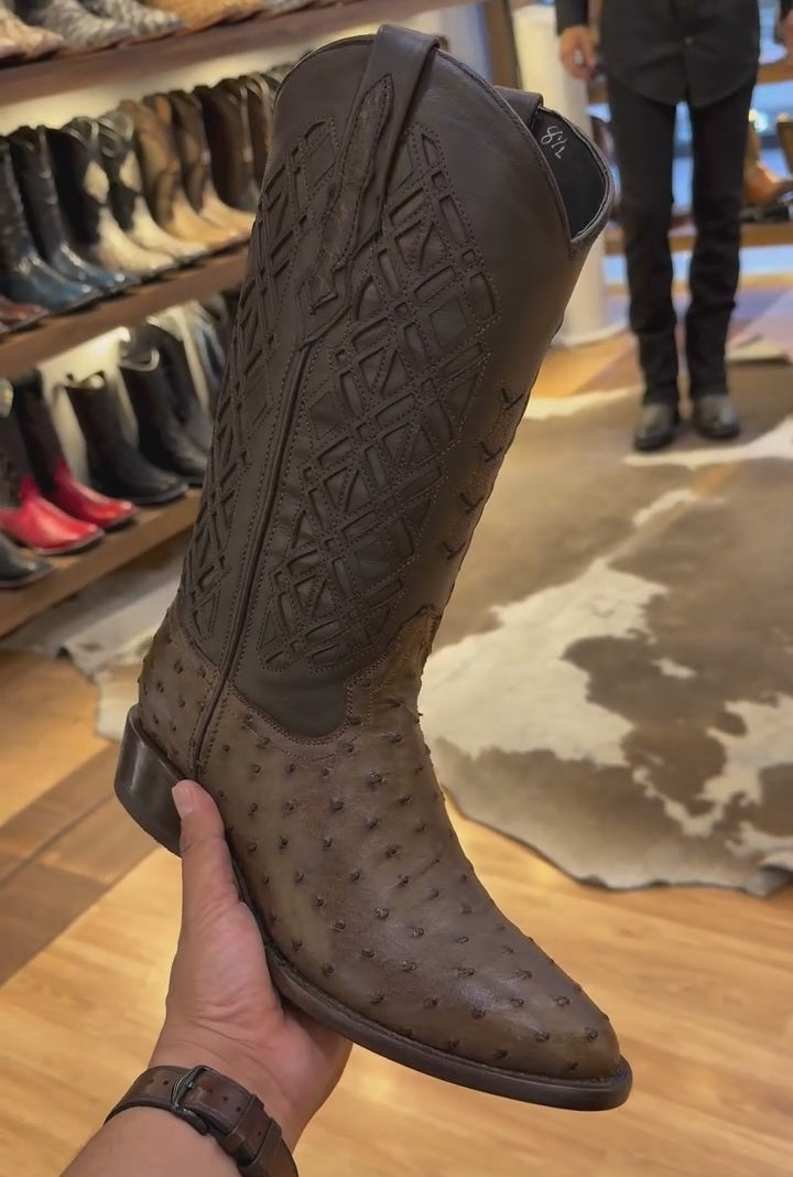 Unique Design Ostrich Skin Cowboy Boots