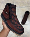 Cowhide Woven Western Ankle Boots(Buy 2 Free Shipping✔️)